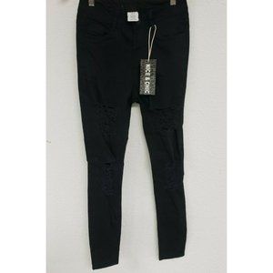 Nice & Chic Women's Ripped Jeans, Black, 3/4 (US 2